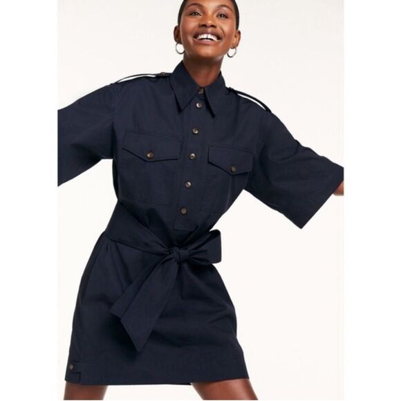 G. Label by GOOP Roxanne Utility Boxy Shirtdress, Navy, NWT, Size 8 - Picture 12 of 12